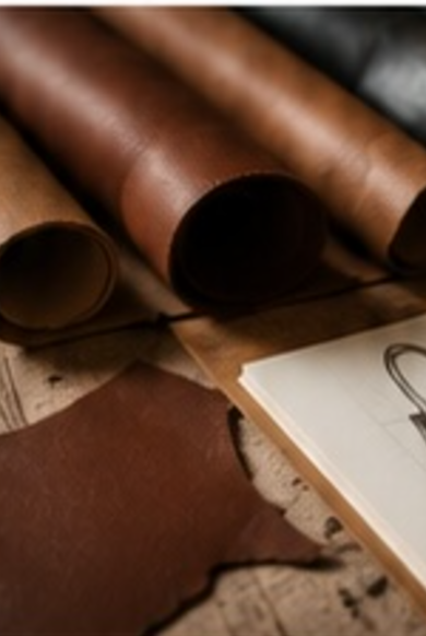 Rolls of finished leather